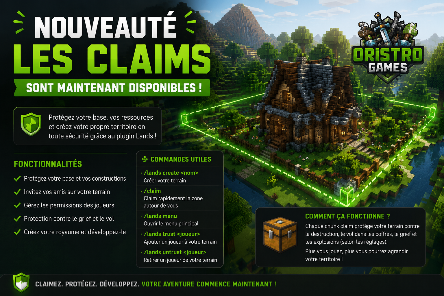🏡 Les Claims arrivent sur ORISTRO-GAMES !